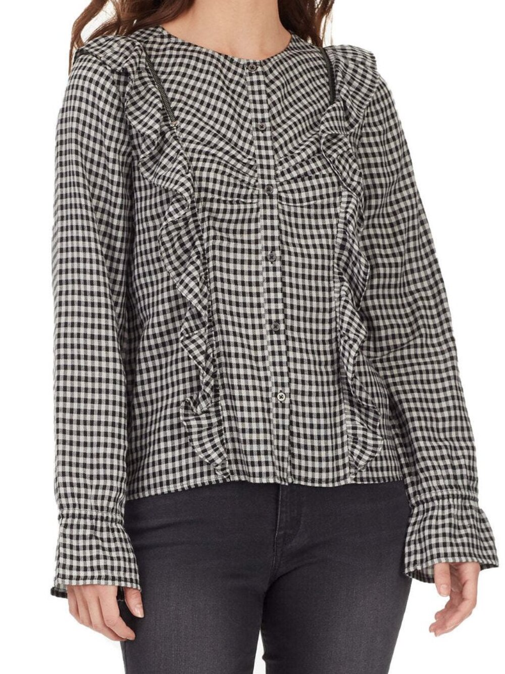 William Rast Womens Susannah Plaid Prairie Blouse
